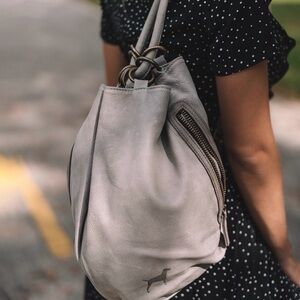 Elegant Gray Leather Women's Bag